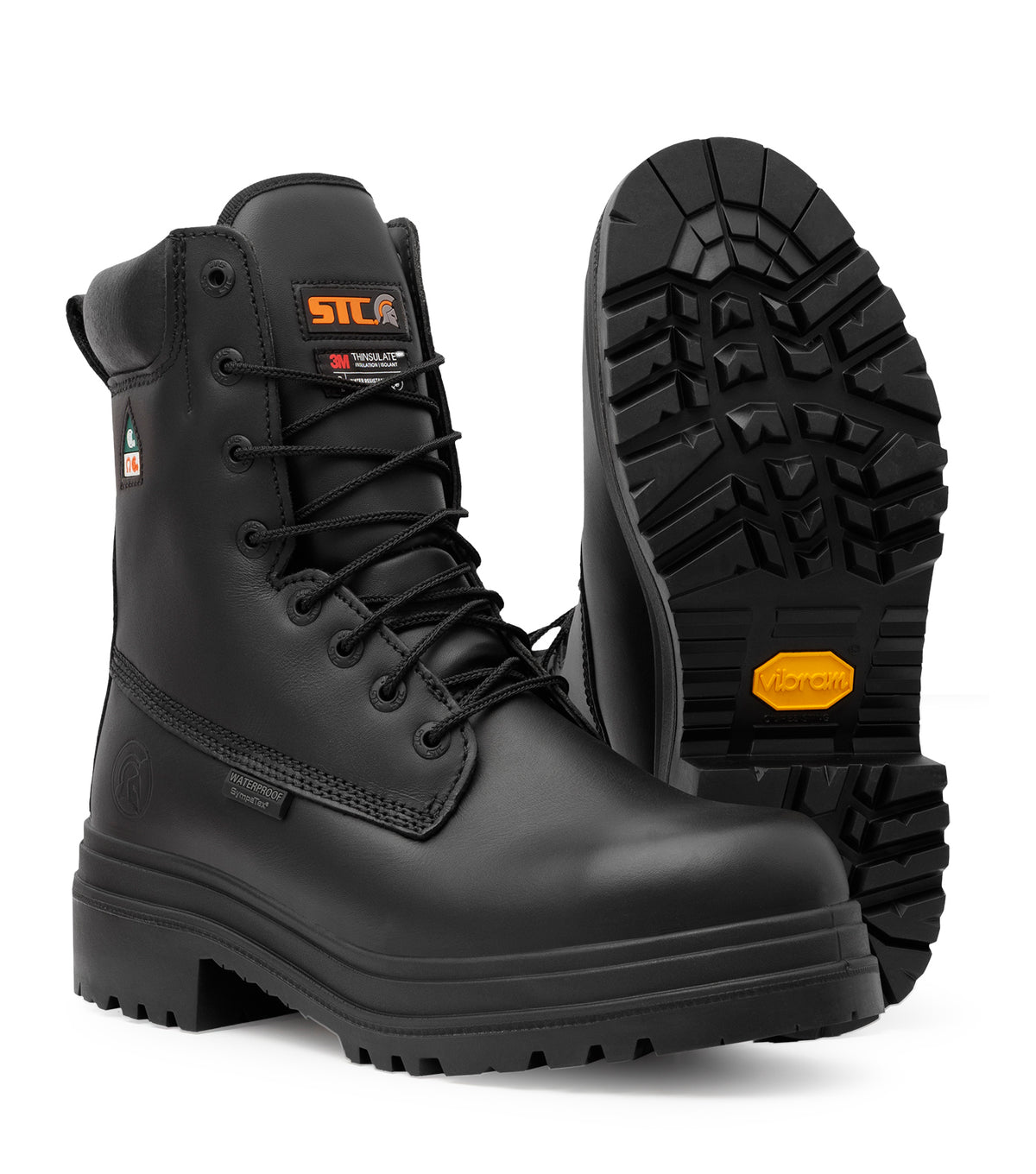 Alertz, Black | 8" Waterproof Leather Work Boots | Vibram TC4+