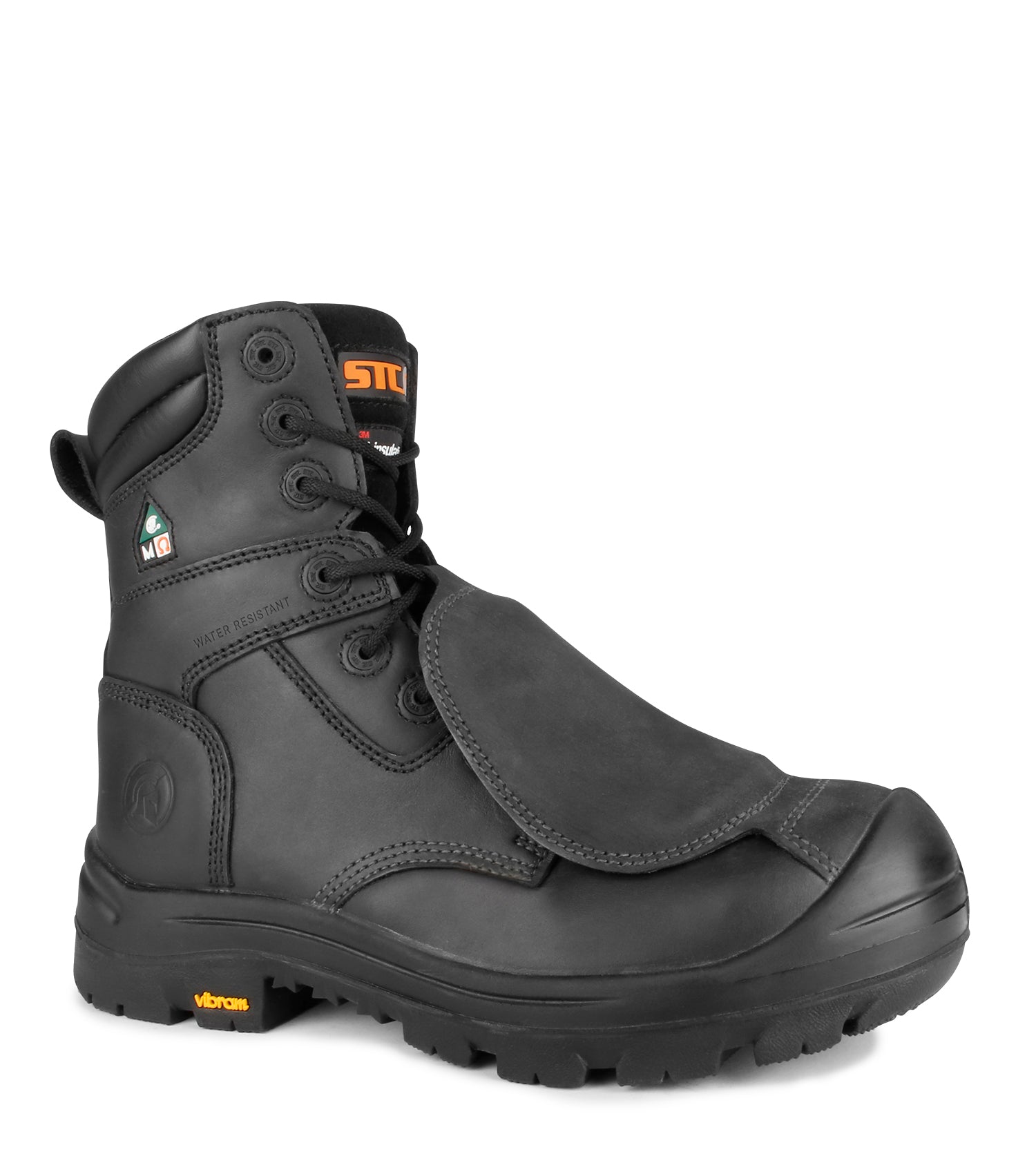 Work Boots Vibram Slip Resistant Alloy, Black 8'' Work Boots With