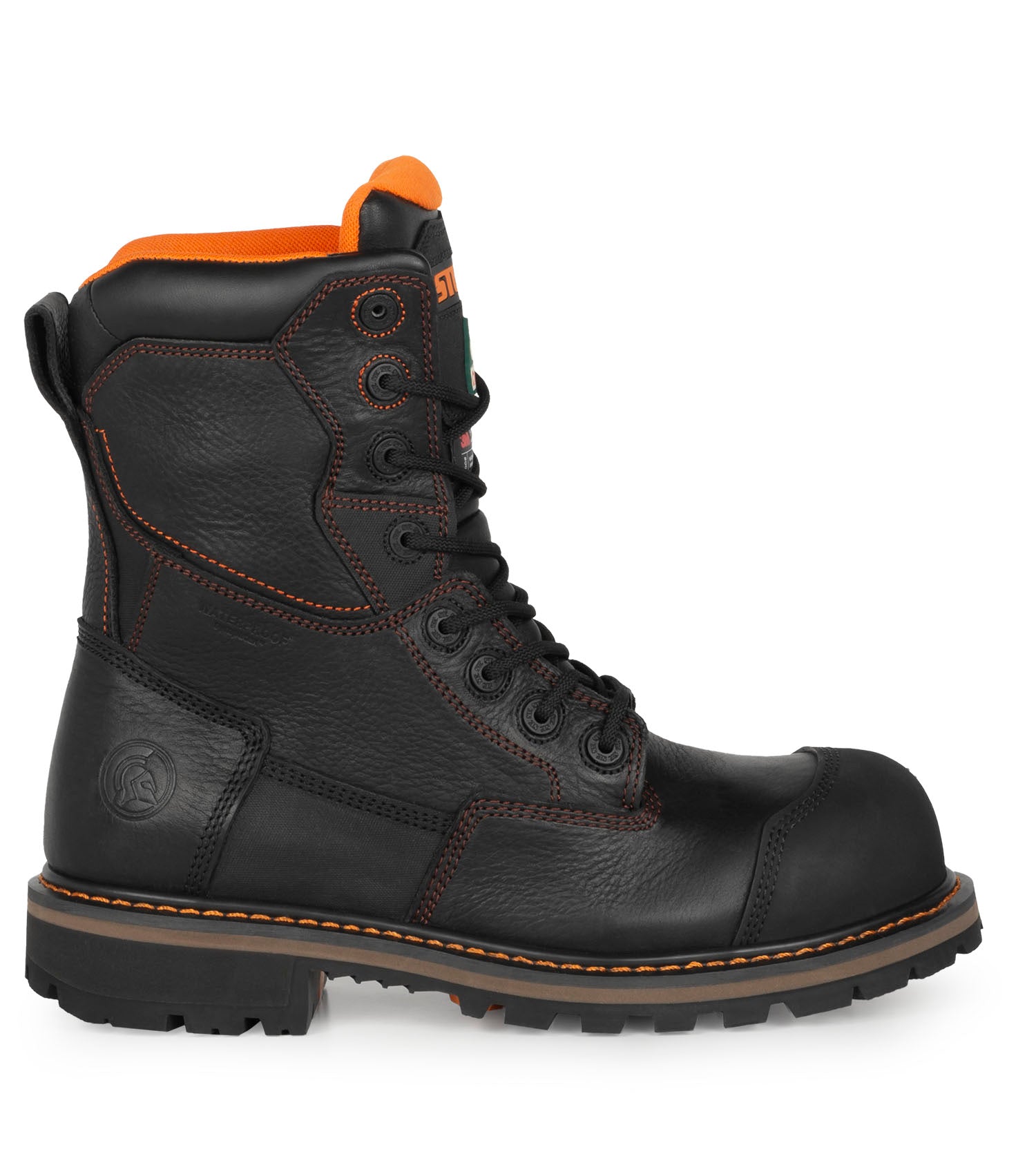 Gladiator, Black | 8” Waterproof Leather Work Boots | Vibram Fire&Ice