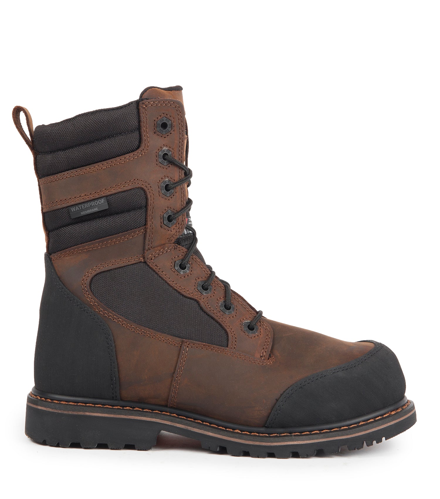 Whiskey Jack, Brun | Bottes de travail 8'' imperméables cuir et nylon