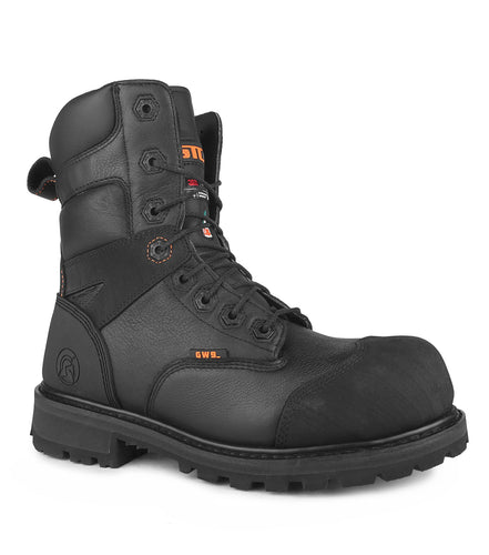 Duncan II, Black | 8” Waterproof Leather Work Boots | Vibram Fire&Ice | 200 g Thinsulate Insulation