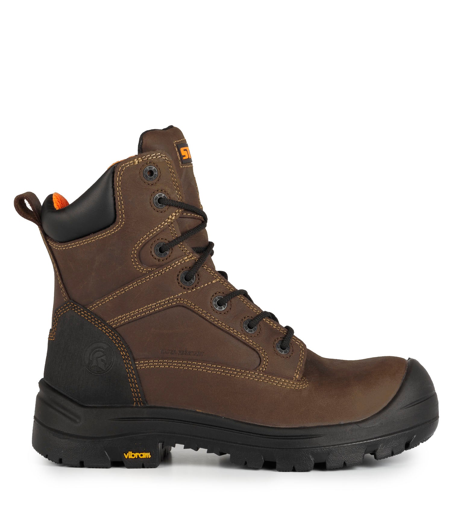 Morgan, Brun | Bottes de travail 8'' en cuir | Semelle Vibram TC4+