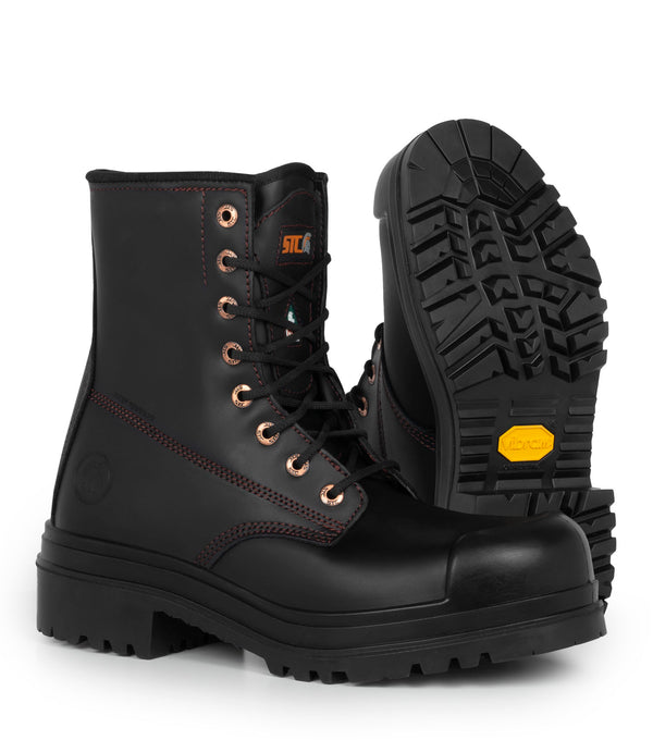 Dawson, Noir | Bottes de travail en cuir 8” | Semelle Vibram TC4+