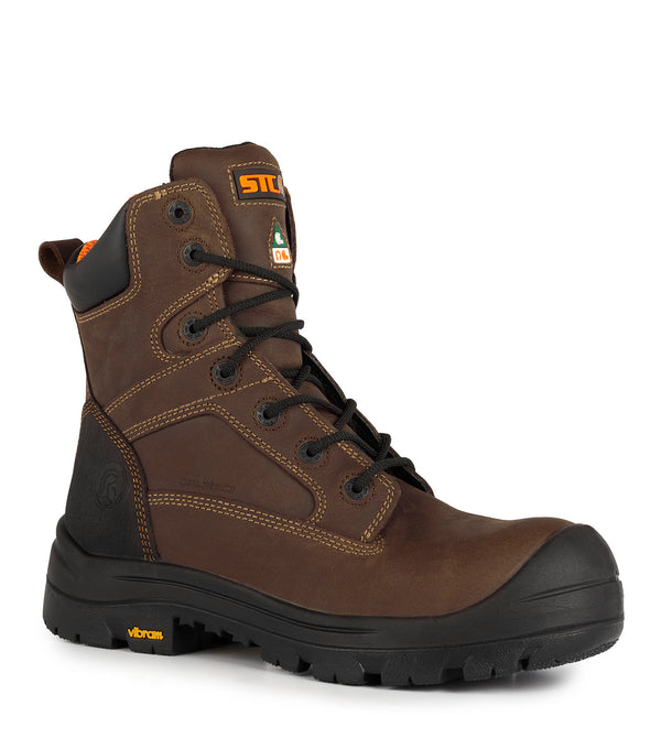 Morgan, Brun | Bottes de travail 8'' en cuir | Semelle Vibram TC4+