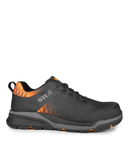Trainer, Black & Orange  Athletic Metal Free Lightweight Work Shoes – STC  Footwear